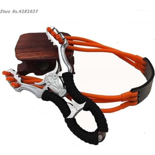 Powerful Alloy Slingshot Hunting Thick Wrist Band Catapult Sports Outdoor Hunting Slingshot Bow Rubber