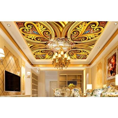 Custom Luxury jewelry flower ceiling stereoscopic 3d wallpaper wall paper for bedroom modern 3Dceiling wall papers home decor 3d