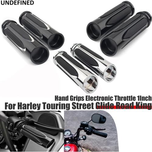 Motorcycle Hand Grips Electronic Throttle 1Inch CNC Aluminum Handlebar Grips For Harley Touring Street Glide Road King FLHR Tri