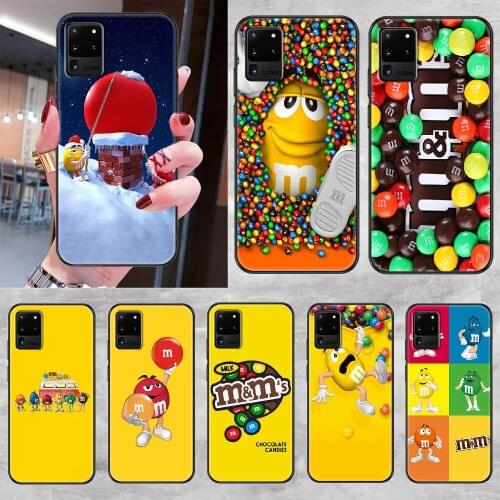 M&M Chocolate Phone case For Samsung Galaxy Note 4 8 9 10 20 S8 S9 S10 S10E S20 Plus UITRA Ultra black silicone coque art
