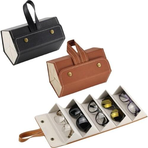 Folding Glasses Organizer PU Leather 2/3/4/5/6 Multi-slot Eyeglasses Storage Display Travel Sunglasses Holder Case Bag Gift
