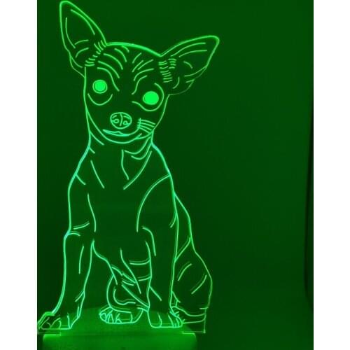 LED Night Light 3D Acrylic Decor Illusion Chihuahua Nightlight Children Kid Pet Dog Table Lamp Wedding/Party Gifts