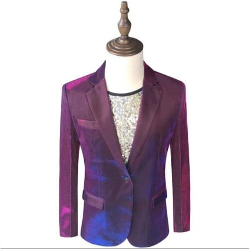 Symphony Gradient Suits Men Blazer Casual Single Breasted Korean Singer Suit Jackets Shiny Stage Singer Costumes Party Blazer