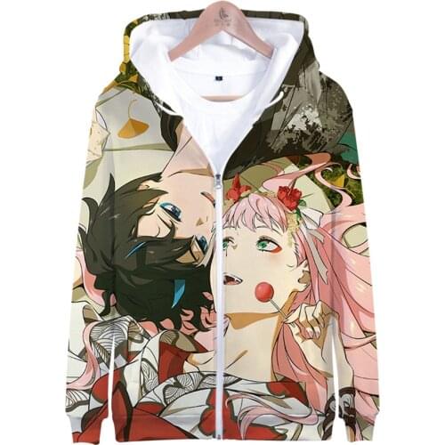 DARLING in the FRANK Hoodies Anime Sweatshirt Hipster 3D Print ZERO TWO And HIRO Zipper Coats High Quality Students Jackets 4XL