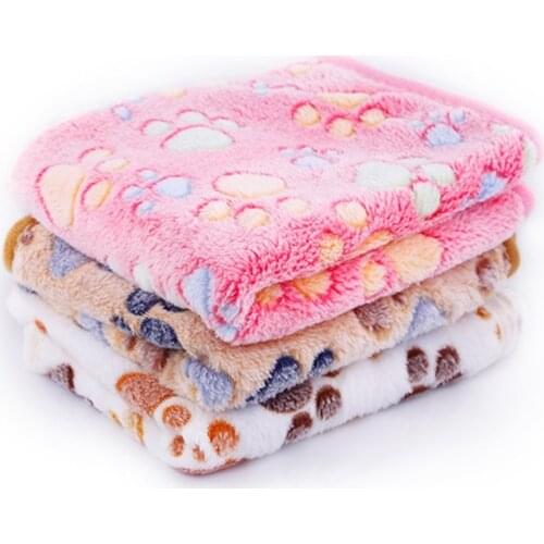 Thicken Pet Dog Blanket Paw Pattern Cat Dog Mats Breathable Soft Fleece Bed Blanket For Dog Cats Kitten Hamster Warm Blanket