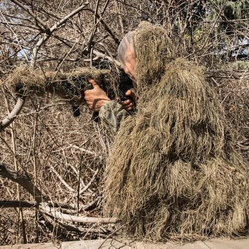 Withered Grass Ghillie Suit 4 PCS Sniper Military Tactical Camouflage Clothing Army Covert Hunting Clothes Outdoor Birding Sets