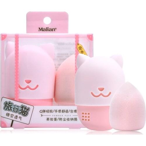 Cat Shape Silicone Makeup Sponge Holder Beauty Makeup Egg Drying Case Portable Cosmetic Puff Carrying Case Blender Sponge Holder
