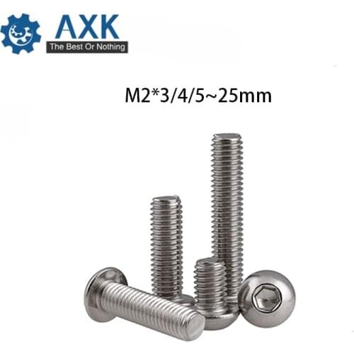 Screw Bolt Head Socket Stainless Steel Mm M3*(3/4/5/6/8/10/12/14/22/25 Button M3 Hex Machine Truss Stainlness High Quality