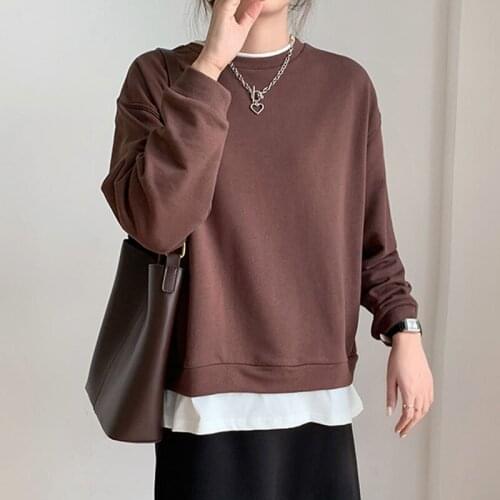 Korean Fashion Clothing 2020 Tops for Women Plus Size Casual Spliced Solid O-Neck Black Long Sleeve Shirts Vintage Blusas 0840