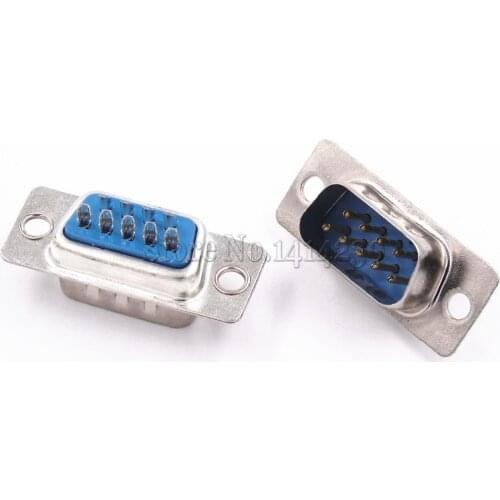 10Pcs RS232 serial port connector DB9 male socket/Plug connector 9pin copper RS232 COM socket adapter