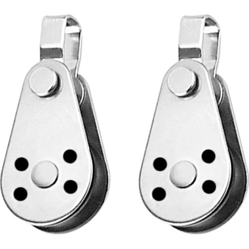 2pcs Single Pulley Block 316 Stainless Steel Heavy Duty Hardware for Kayak Boat Dock Wire Rope Anchor Trolley Kit (Type A)