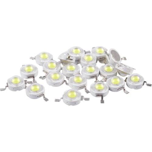20 Pcs High Power 2 Pin 3W White Emitters 170-190Lm 6000K