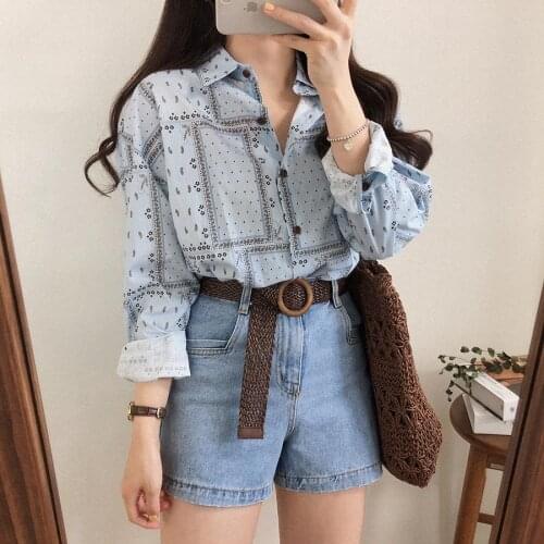 2020 Brand New Women Casual Blouse Plus Size Loose Long Sleeve Shirt Floral Print Womens Shirts Chemise Blusa