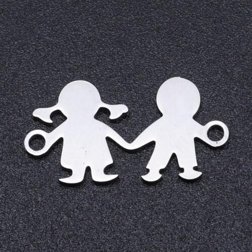 5pcs/lot 100% Stainless Steel Boy and Girl Connector Charms Wholesale Accept OEM Order Bracelets Pendants Top Quality