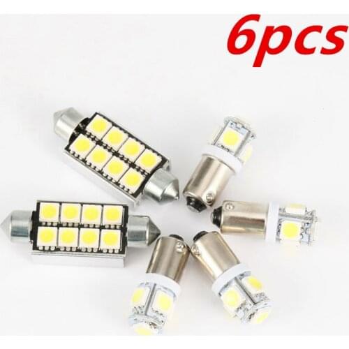 6 pcs interior light Double tip decoding 5050 8smd BA9S lights smd LED lamp set For AUDI S3 8L A3 8P A4 B6 B7 A6 C6 4F C5 Q7 A8