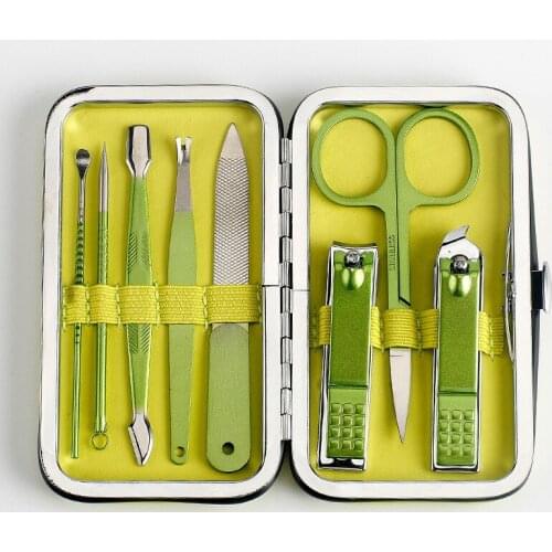 8pcs Violet Green Nail Kit Professional Set Nail Clipper Nail Scissors Multifunction Beauty Tools Pedicure Manixure Kit
