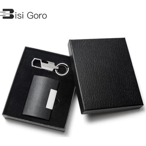 BISI GORO New Wallet Set High Quality RFID Metal Card Holder Aluminum Box Stainless Steel Keys holder Giftbox Retail Wholesale
