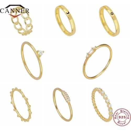 CANNER 2021 Classic Luxury Real Solid 925 Sterling Silver Ring for Women Zircon Wedding Engagement Jewelry Girl Rings anillos