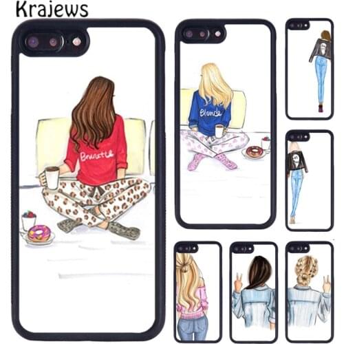Krajews Hot Girls Brunette Blonde Best Friends Matching Phone Case For iPhone X XR XS 11 12 Pro MAX 7 8 Plus Samsung S7 S8 S9