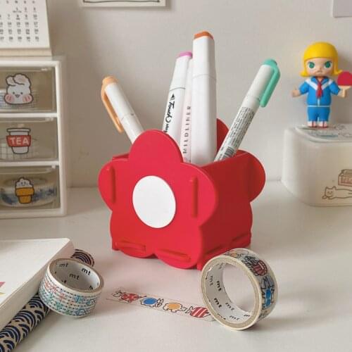 Ins Style Flower Pen Holder Cute Cartoon Creative Splicing Student Sundry Cosmetics Storage