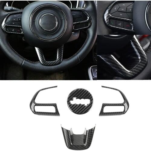For Jeep Compass 2017 2018 2019 2020 Renegade 2015-2020 Steering Wheel Kit Decoration Stickers Car Interior Accessory ABS Black
