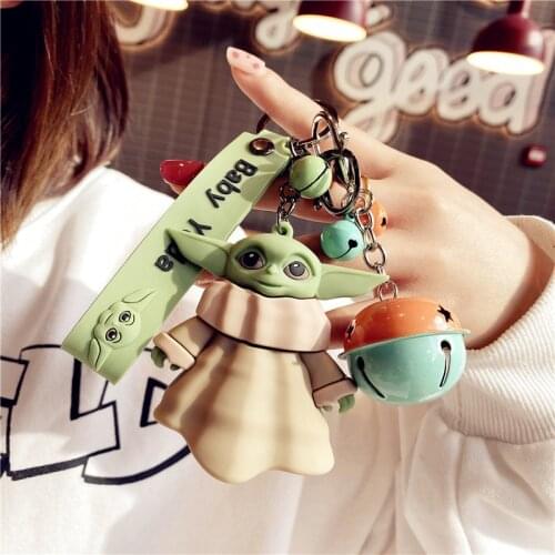 Disney Star Wars Baby Yoda Keychain Ring Cartoon Anime Mandalorian Action Figure Model PVC Best Selling Children Kids Toys Gift