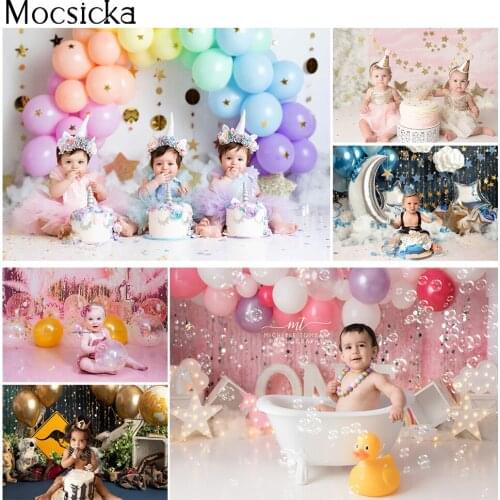 Girl Cake Smash Birthday Portrait Photography Backdrop Pink Curtrain Twinkle Twinkle Little Star Photo Background Newborn Kids
