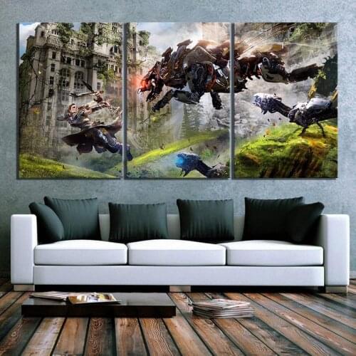 3 Pieces Horizon Zero Dawn Canvas Posters Game Wall Art Pictures for Living Room Home Decoration HD Printed Paintings