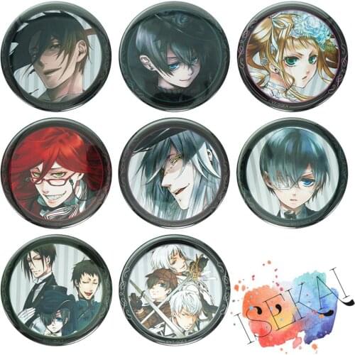 Kuroshitsuji Ciel Phantomhive Sebastian Grell Sutcliff Undertaker Butler Anime Metal Badge Brooch Pins