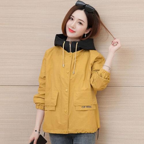 2020Spring Autumn Women Jacket Fashion Hooded Windbreaker Female Long Sleeve Casual Jackets Loose Coat Outwear Plus size 4XL 499