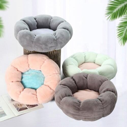 Flower Shaped Cat Bed Indoor Cozy Pet Beds Ultra Soft Plush Sunbed Warm Self-Warming House Sleeping Bag Cushion Mat Dog Basket