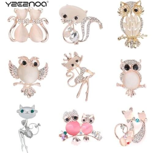 Lovely Cartoon Color Crystal-encrusted Opal Stones Flower Plant Animals Brooch Pins Fashion Womens Costume Jewelry Mix Model