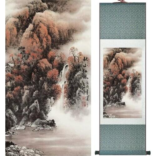 Landscape painting Home Office Decoration Chinese scroll painting mountain and River paintingPrinted painting042310