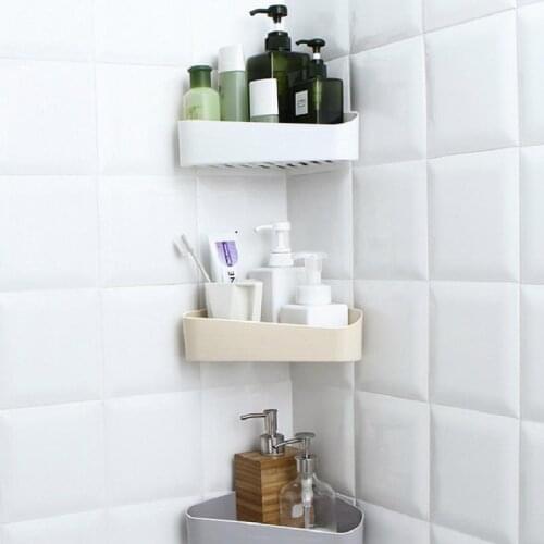 Bathroom Shelf No Drill Bathroom Organizer Wall Mounted Shampoo Spices Shower Storage Rack Holder Kitchen Bathroom Accessories