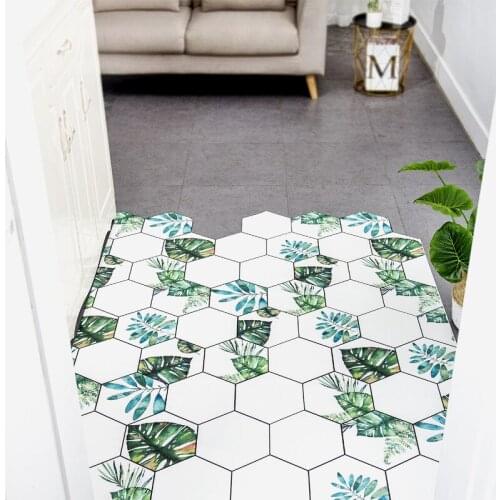 Anti-slip Washable Mats Carpet Household Floor Decor Indoor Outdoor Entrance Door Mats PU Leather Rural Leaves Pattern Door Mats