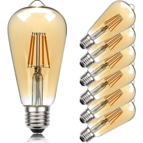 E27 Retro Edison Light Bulb 4W 6W 220V ST64 8W 10W Vintage Light Bulb Warm White Light Filament Bulbs Vintage Lamp Home Decor