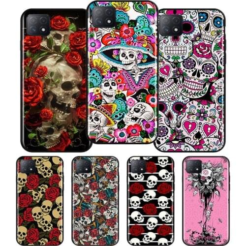 Art Flower Skull Silicone For OPPO AX7 A1K A94 A93 A92S A73 A72 A53S A52 A32 A31 A12E A11X A9 A5 2020 Soft Phone Case