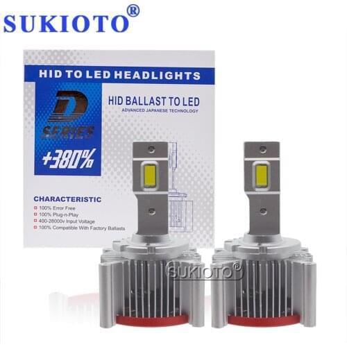 SUKIOTO Car Headlight D1S LED Bulbs 70W 17200LM 6000K White Built-in Canbus LED Lamp Light Plug Play to Original HID Ballast Kit