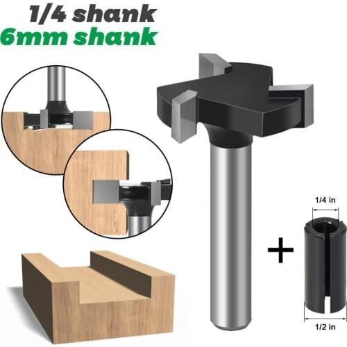 Spoilboard Surfacing Router Bit 1/4 inch 6mm Shank 1 inch Cutting Diameter + Adapter Slab Flattening Router Bit Planing Bit Wood