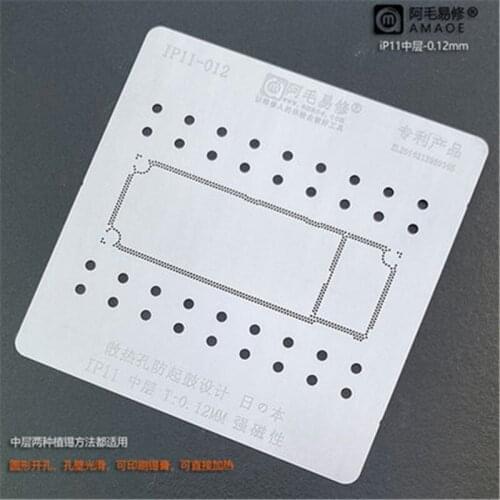 AMAOE IC Reballing Stencil For Motherboard X XS Max Xr 11 11Pro Max 12mini 12Pro Max Middle Layer Tin Planting Steel Mesh Repai