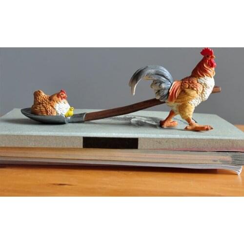 Creative Animal Resin Cock Ornaments Cute Miniature Figurine Crafts Teraryum Fairy Garden Miniatures Home Decoration Accessories