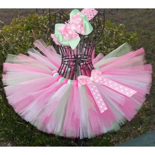 Multicolor Baby Tutu Skirt Girls Fluffy Tulle Ballet Pettiskirts Underskirts with Polka Dots Headband Kids Party Costume Skirts