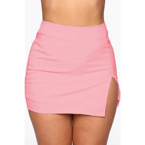 Skirts Womens Front Split Package Hips Mini Skirt Retro Women High Waist Short Skirts Faldas Summer Skirts