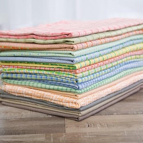 Jacquard Cotton Fabric By The Meter for Skirt Dress Pants Clothing Tablecloth Diy Sewing Plain Stripes Textile Per Meters Blue