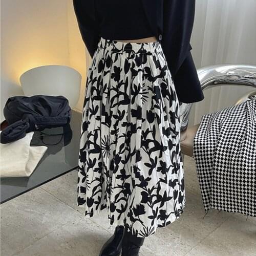2021 New Summer High Quality Ladies Skirt Loose Fashion Print Women Skirts Cotton Casual Elegant Female Skirt T134