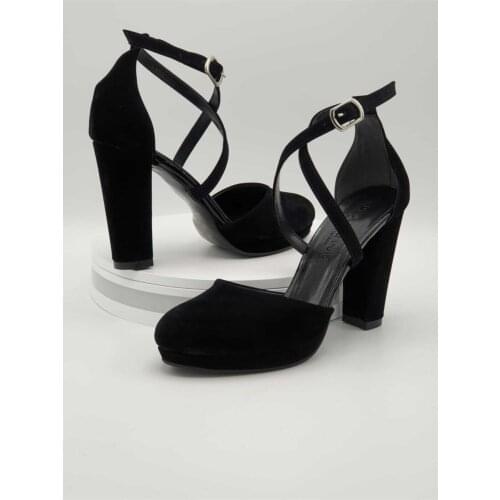 Womens Suede High Heels Cross Strappy Black Shoes Women 'S shoes 2011 Model Famous brand Dessano Super model