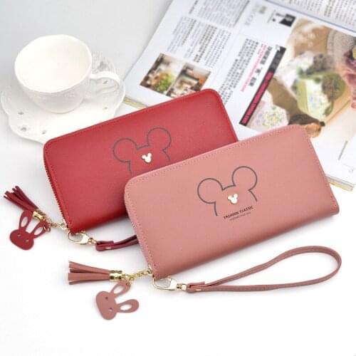 Disney Wallet Ladies Long Wallet New Japanese Korean Fashion Mobile Phone Bag Large-capacity Small Change Tassel Zipper Clutch