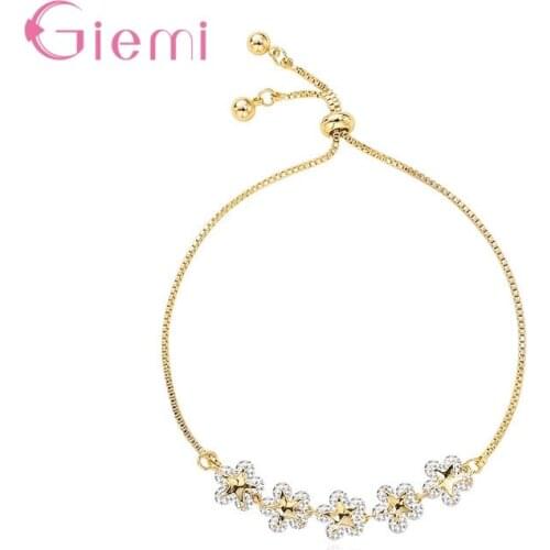 Simple Fashion Jewelry Micro Inlaid Zirconia Flower Star Bracelet 925 Sterling Silver Adjustable Bracelet for Women Gift Bijoux