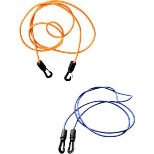 1.6m Elastic Kayak Canoe Leash Tow Line Lanyard Bungee Shock Cord String Rope w/ 2 Carabiner Snap Hooks for Kayak Boat