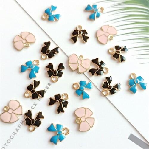10 pcs/lot Alloy Creative Little Bowknot Pendant Buttons Ornaments Jewelry Earrings Choker Hair DIY Jewelry Accessories Handmade